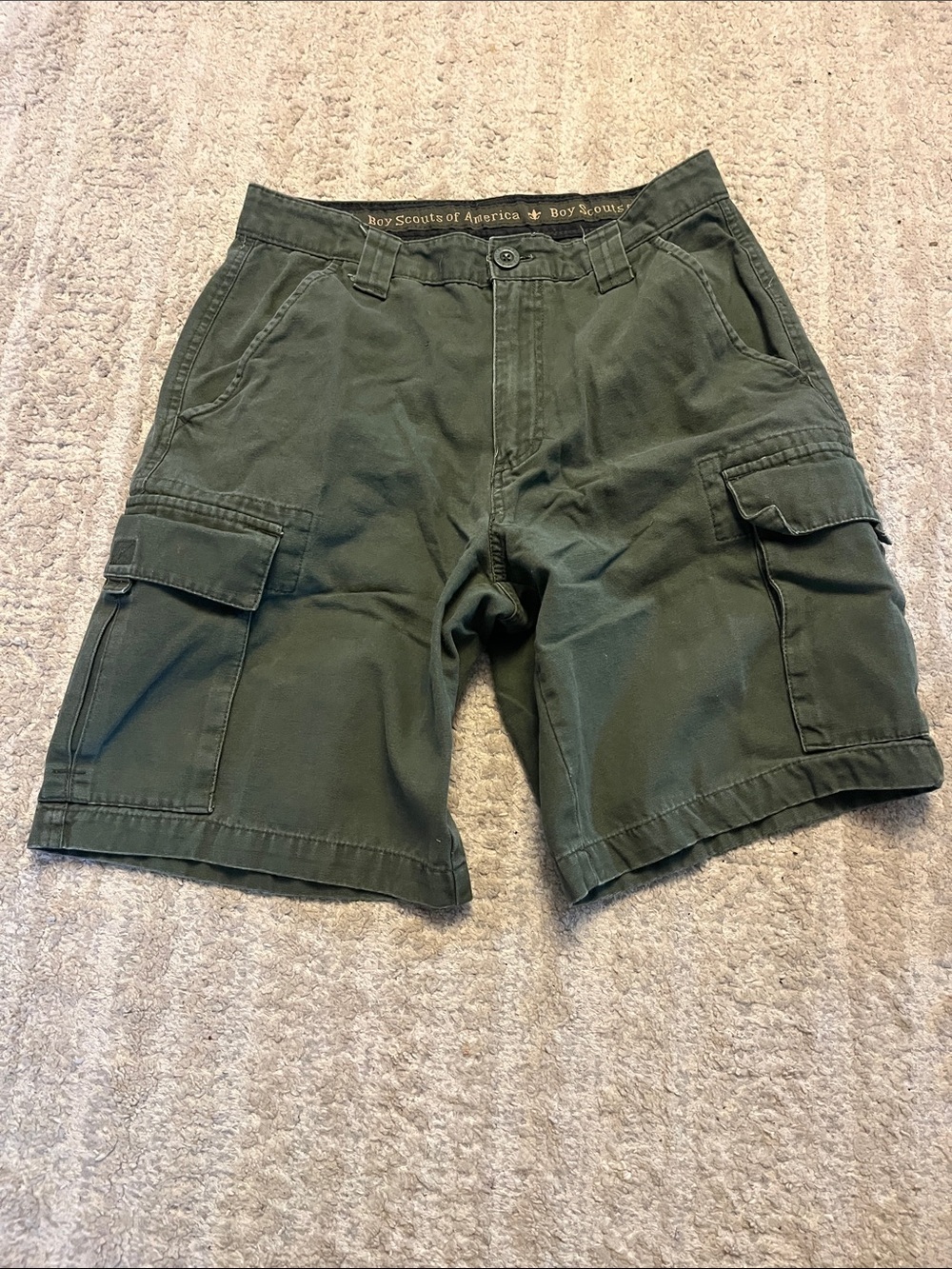 Boy Scouts of America Olive Green Cotton Uniform Cargo Shorts 30